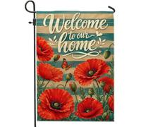 Lot De 2 Drapeaux De Jardin Bienvenue Chez Vous Papillon 30X45Cm | Drapeaux Décoratifs D'Extérieur Résistant Couleurs vives Outdoor Décoratif Flags pour Plate-forme Patio Fête