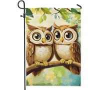 Lot de 2 drapeaux de jardin en forme de hiboux mignons, décoration extérieure pour l'automne et l'automne, bannière double face, décoration de paysage pour la maison et les fêtes, 30,5 x 45,7 cm