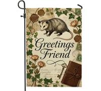 Lot De 2 Drapeaux De Jardin Rose Rustique Vintage Opossum 30X45Cm | Drapeaux Décoratifs D'Extérieur Léger Double Stitched Outdoor Décoratif Flags pour Plate-forme Pendre la crémaillère Fête