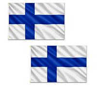 Lot de 2 drapeaux de la Finlande 1,5 x 0,9 m avec œillets en laiton en polyester pour fêtes Eurovision, célébrations nationales, affichage de la maison et du jardin