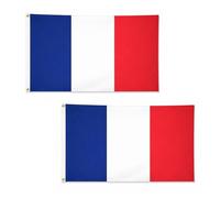 Lot de 2 drapeaux de la France 1,5 x 0,9 m avec œillets en laiton en polyester pour matchs de football, fête de la Bastille, décoration de la maison et du jardin