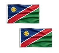 Lot de 2 drapeaux de la Namibie 1,5 x 0,9 m avec œillets en laiton - Bannière en polyester pour événements sportifs, célébrations nationales, décoration de maison et jardin