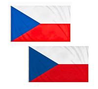 Lot de 2 drapeaux de la République tchèque 1,5 x 0,9 m avec œillets en laiton - Bannière en polyester pour les fêtes Eurovision, les matchs de football, la maison et le jardin