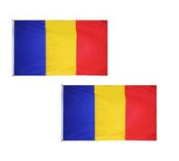 Lot de 2 drapeaux de la Roumanie 1,5 x 0,9 m avec œillets en laiton en polyester pour matchs de football, célébrations nationales, affichage de la maison et du jardin