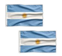 Lot de 2 drapeaux de l'Argentine 1,5 x 0,9 m avec œillets en laiton - Drapeau argentin en polyester pour matchs de football, fêtes de fans, affichage de la maison et du jardin