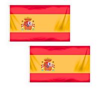 Lot de 2 drapeaux de l'Espagne 1,5 x 0,9 m avec œillets en laiton - Drapeau espagnol en polyester pour matchs de football, zones de supporter, affichage de la maison et du jardin