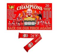 Lot de 2 drapeaux de Liverpool Champions 2025, drapeau 90 x 150 cm et écharpe 145 x 15 cm, lot de 2 pièces pour le défilé de célébration du 20e championnat de Liverpool (style 1)