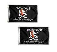 Lot de 2 drapeaux de pirate - Tête de mort - 1,5 x 0,9 m - Avec œillets en laiton - Bannière de pirate en polyester - Pour chasse au trésor, fête, décoration d'Halloween, bar, bateau et jardin