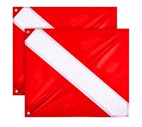 Lot de 2 drapeaux de plongée de 50,8 x 61 cm, drapeau américain de taille légale avec mât de renforcement amovible pliable, œillets renforcés pour flotteur, bouée, bateau, plongée libre et tuba