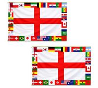 Lot de 2 drapeaux de tournoi de football 32 pays 1,5 x 0,9 m avec œillets en laiton - Bannière de supporters en polyester pour tournois de football, pub, bar et jardin