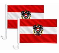 Lot de 2 drapeaux de voiture - 30 x 40 cm - Avec support de fenêtre - Drapeau de fan - Autriche