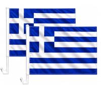 Lot de 2 drapeaux de voiture - 30 x 40 cm - Avec support de fenêtre - Drapeau de fan (Grèce)