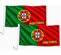 Lot de 2 drapeaux de voiture - 30 x 40 cm - Avec support de fenêtre - Drapeau de fan (Portugal)