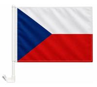 Lot de 2 drapeaux de voiture - 30 x 40 cm - Avec support de fenêtre - Drapeau de fan - République tchèque
