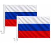 Lot de 2 drapeaux de voiture - 30 x 40 cm - Avec support de fenêtre - Drapeau de fan - Russie