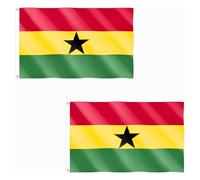 Lot de 2 drapeaux du Ghana 1,5 x 0,9 m avec œillets en laiton en polyester pour événements communautaires, célébrations nationales, décoration de la maison et du jardin