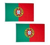 Lot de 2 drapeaux du Portugal 1,5 x 0,9 m avec œillets en laiton en polyester pour matchs de football, fêtes de fans, décoration de maison et jardin