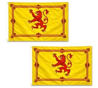 Lot de 2 drapeaux écossais en forme de lion - 1,5 x 0,9 m - Avec œillets en laiton - Drapeau écossais en polyester pour jeux Highland, matchs de rugby, décoration de maison et jardin