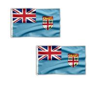Lot de 2 drapeaux Fidji de 1,5 x 0,9 m avec œillets en laiton en polyester pour matchs de rugby, événements communautaires, affichage de la maison et du jardin