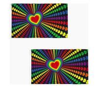 Lot de 2 drapeaux gay Love de 1,5 x 0,9 m avec œillets en laiton, bannière en polyester pour défilés du mois de la fierté, événements de paix et d'égalité, décoration de maison et de jardin