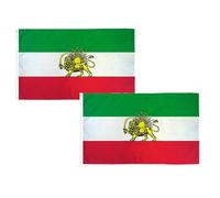 Lot de 2 drapeaux historiques de l'Empire iranien avec œillets en laiton, couleurs vives, double couture en polyester pour intérieur et extérieur (A) 0,9 x 1,5 m