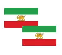 Lot de 2 drapeaux historiques de l'Empire iranien avec œillets en laiton, couleurs vives, double couture en polyester pour intérieur et extérieur (B) 0,9 x 1,5 m