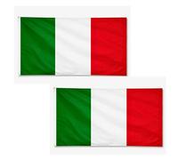 Lot de 2 drapeaux italiens de 1,5 x 0,9 m avec œillets en laiton en polyester pour matchs de football, décoration maison et jardin