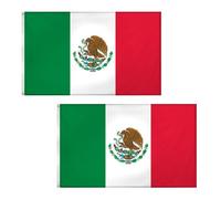 Lot de 2 drapeaux mexicains de 1,5 x 0,9 m avec œillets en laiton en polyester pour matchs de football, fêtes de fête, décoration de maison et jardin