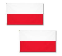 Lot de 2 drapeaux polonais de 1,5 x 0,9 m avec œillets en laiton - Drapeau polonais en polyester pour matchs de football, célébrations nationales, affichage de la maison et du jardin