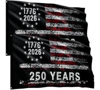 Lot de 2 drapeaux pour 250e anniversaire de mariage pour l'extérieur - 9,1 x 1,5 m - Double couture - Couleurs vives et résistantes à la décoloration - Indéchirables - Pour transport, défilé, guide