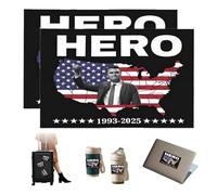 Lot de 2 drapeaux Rest In Peace Charlie Kirk, A True Patriot Charlie Kirk, 7,9 x 9,9 cm, à suspendre au mur, décoration intérieure et extérieure 2025