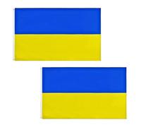 Lot de 2 drapeaux ukrainiens de 1,5 x 0,9 m avec œillets en laiton - Drapeau ukrainien en polyester pour événements de solidarité, affichage de la maison, de la maison et du jardin