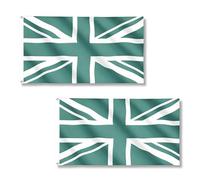 Lot de 2 drapeaux verts de la Grande-Bretagne Union Jack 1,5 x 0,9 m avec œillets en laiton - Bannière britannique en polyester pour événements à thème britannique, décoration de pub, maison et jardin