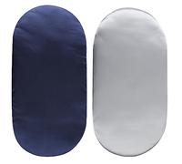 Lot de 2 draps de berceau en satin ultra doux en soie pour rectangle, sablier, matelas de berceau ovale pour protéger les cheveux et la peau de bébé, berceau ou draps de berceau, gris clair et bleu
