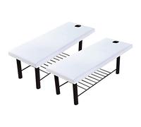 Lot de 2 draps de lit de massage avec trou pour le visage - Drap-housse élastique universel - Housse de canapé, spa doux pour salon de beauté (blanc)