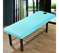 Lot de 2 draps de massage universels avec trou pour le visage, drap-housse élastique doux pour le canapé, le spa pour la beauté du visage (bleu)