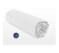 Home Linge Passion - Lot DE 2 DRAPS Housse UNI 100% Coton - Bonnet 25 Couleurs - Blanc, MATIÈRE - 100% Coton, Tailles - 140 x 190 cm