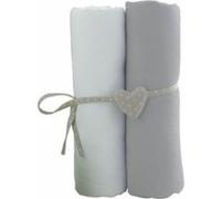 Babycalin Draps housse Lot de 2 70x140 cm Blanc/Gris certifié OEKO-TEX