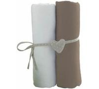 Lot de 2 draps housse blanc / taupe 60 x 120 cm - babycalin Blanc G