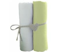 Lot de 2 draps housse blanc / vert 70 x 140 cm - babycalin Blanc G