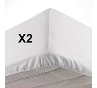 Lot de 2 Draps Housse Bonnet 30 cm 2 Personnes 140 x 190 cm Microfibre Oscar Blanc
