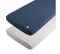 Lot De 2 Draps Housse En Coton Pour Lit Bébé Bleu