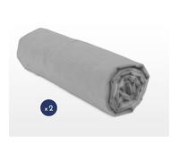Home Linge Passion - Lot DE 2 DRAPS Housse UNI 100% Coton - Bonnet 25 Couleurs - Gris Clair, MATIÈRE - 100% Coton, Tailles - 90 x 190 cm