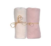 Lot de 2 Draps housse Jersey Bio Ecru/Corail (70x140cm)