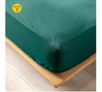 Lot de 2 draps housse King size 180 x 200 cm en coton bio Biolina Emeraude