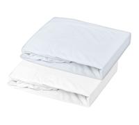 Lot de 2 draps housse - MON PTIT DODO - Jersey 100% coton - 60 x 120 cm - Blanc et light blue
