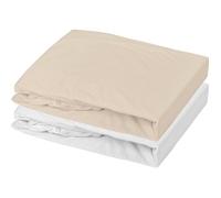 Lot de 2 draps housse - MON PTIT DODO - Jersey 100% coton - 60 x 120 cm - Blanc et nude