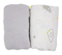 Lot De 2 Draps Housse Nuage/Uni Gris Gris