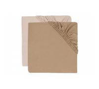 Jollein Draps-housses en jersey Wild Rose-Biscuit – Lot de 2, 100% coton Oeko-TEX, 40 x 80 cm