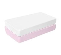 Lot de 2 draps-housses 55 x 90 cm en coton pour bébé - Lot de 2 - Blanc rose - Avec élastique en jersey doux stretch pour un ajustement parfait aux coins - Garçon et fille